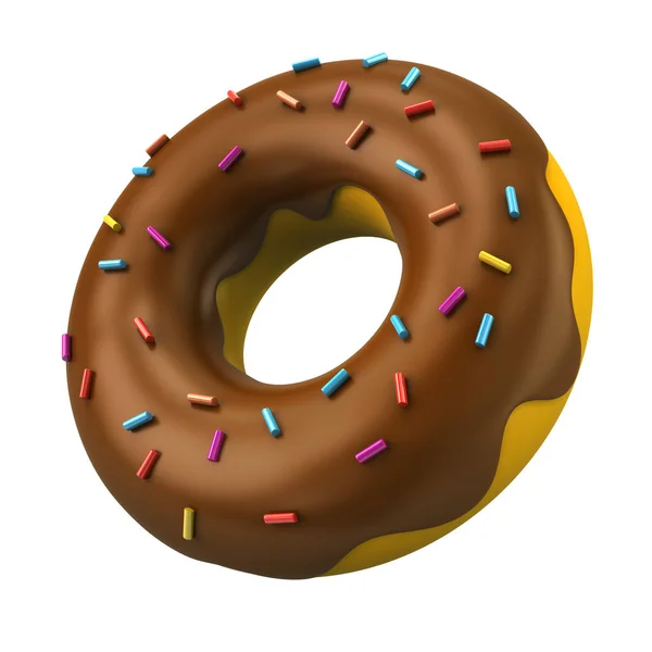 Donut de chocolate com polvilhas decorativas — Fotografia de Stock