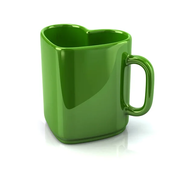 Grüne herzförmige Tasse — Stockfoto