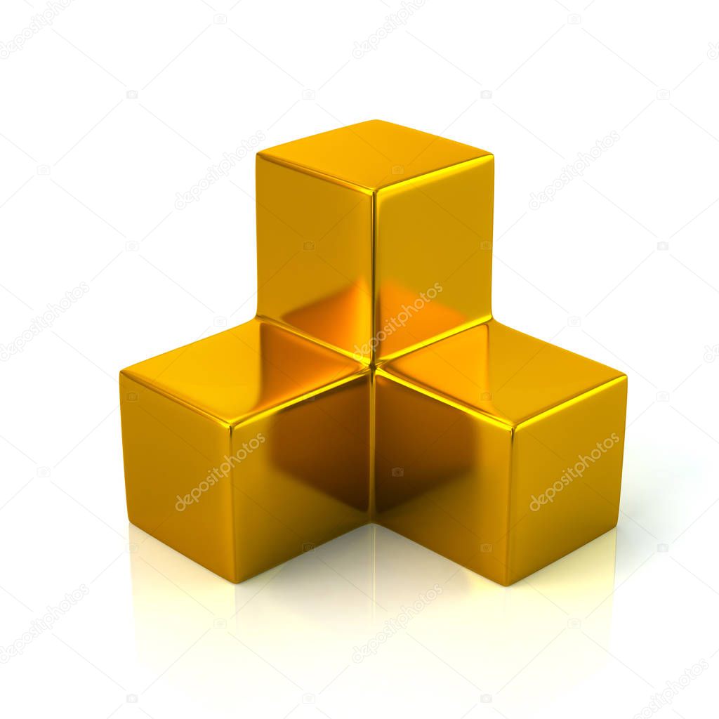 Three golden cubes icon