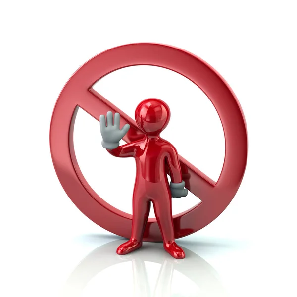 Red man showing stop sign — Stock Photo, Image