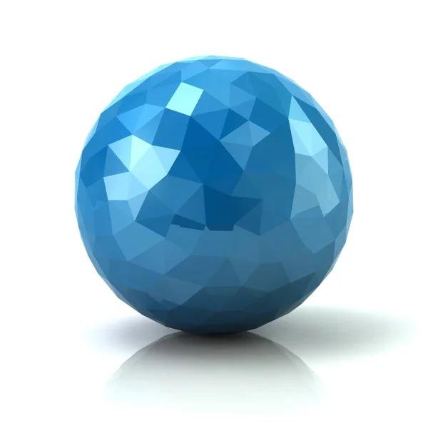 Blaue Low-Poly abstrakte 3D-Kugel — Stockfoto