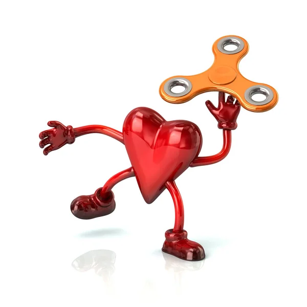Jeu de personnage de coeur avec fidget spinner — Photo