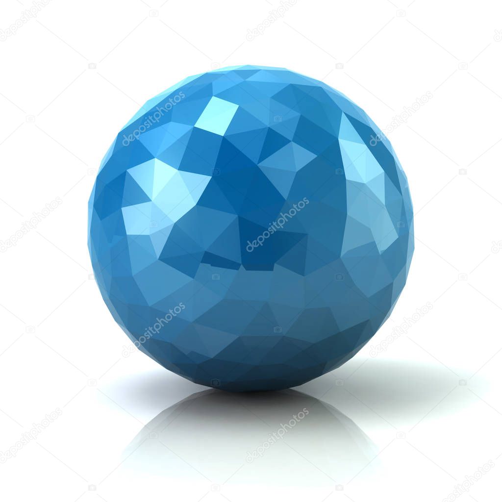 Blue low poly abstract 3d sphere 