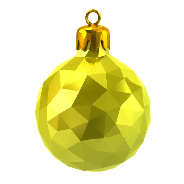 Baixo poli amarelo 3d bola de Natal — Fotografia de Stock