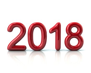 Kırmızı 2018 yıl 3d çizim