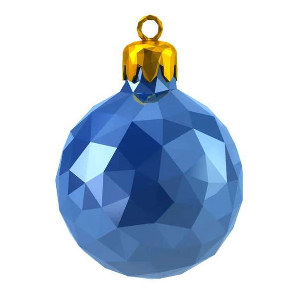 Low poly blue 3d christmas ball — Stock Photo, Image