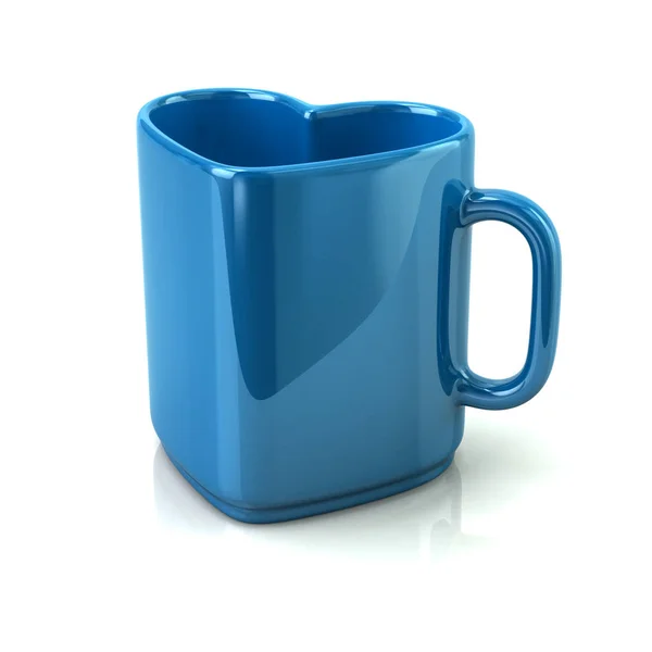 Blaue herzförmige Kaffee- oder Teetasse — Stockfoto