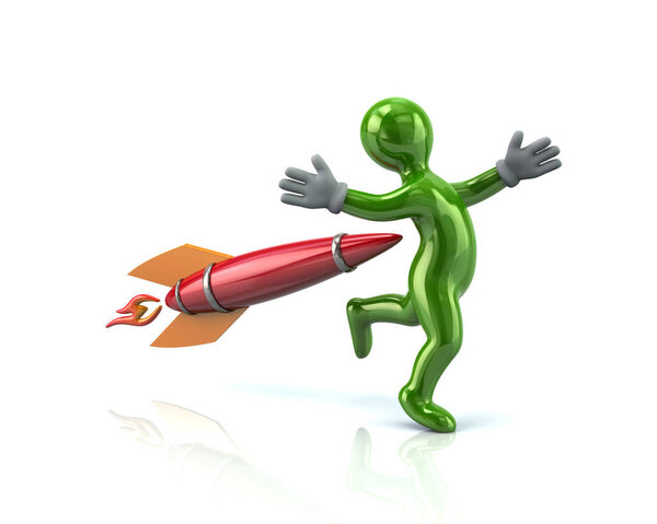 Зеленый человек и ракета
