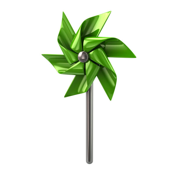 Green pinwheel 3d illustration