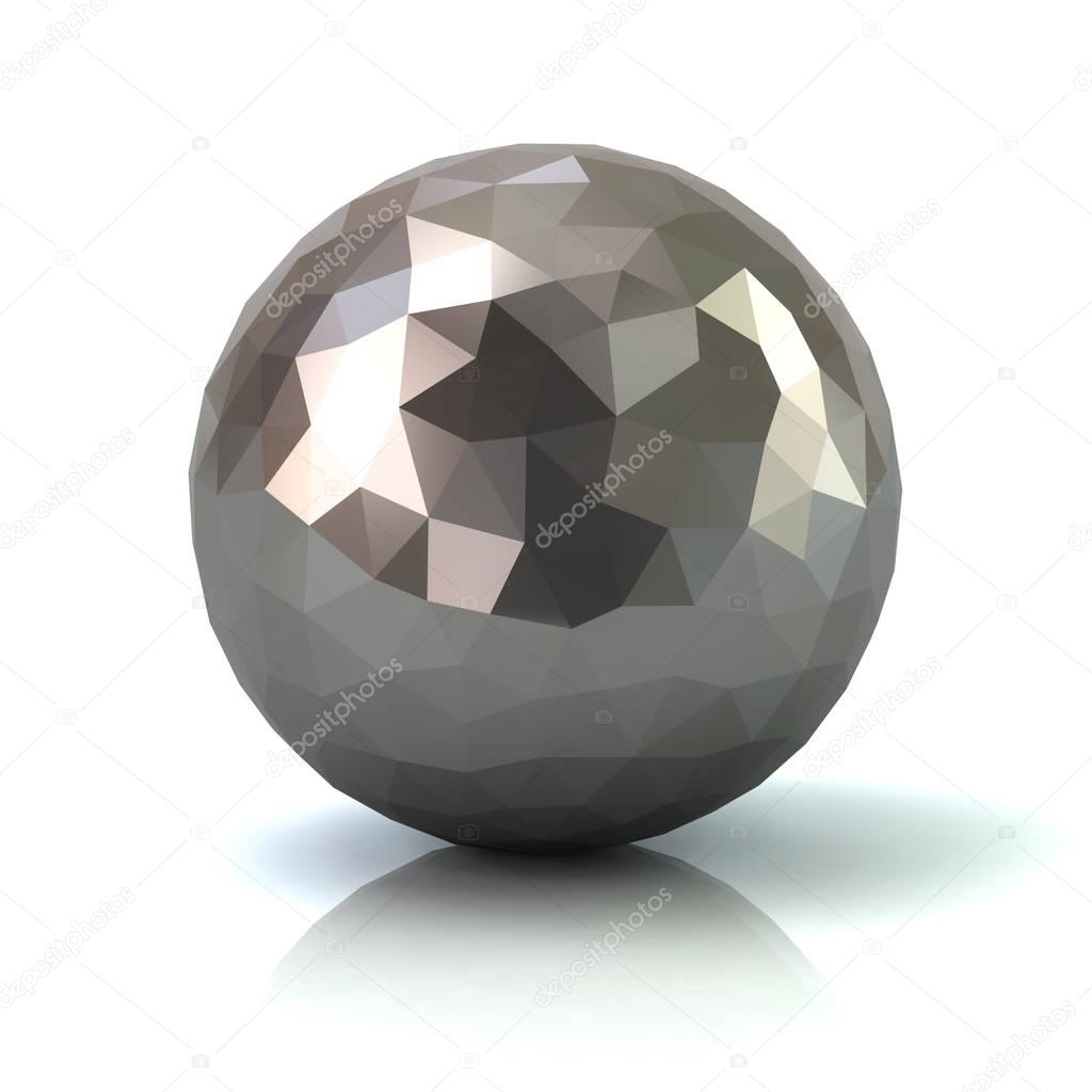 Silver low poly abstract sphere 