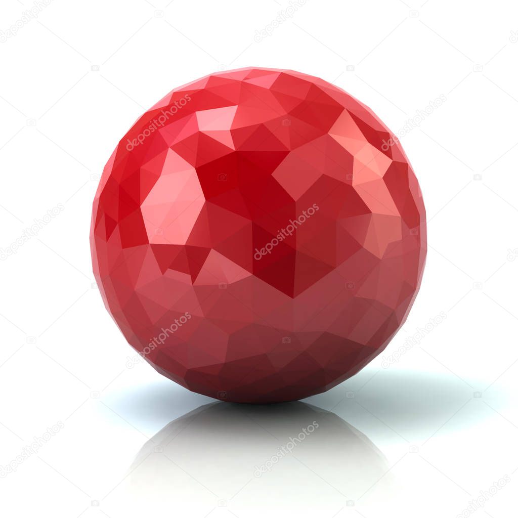 Red low poly abstract sphere 