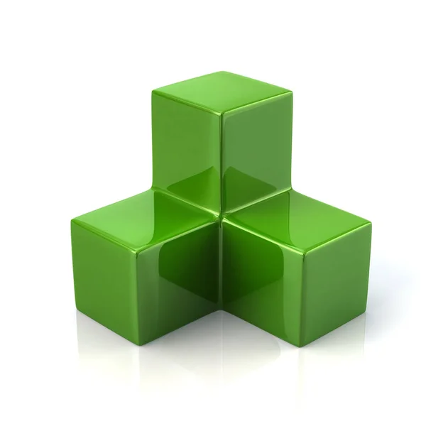 Tres cubos verdes icono — Foto de Stock