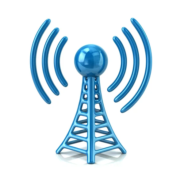 Illustration Blue Wireless Tower Isolated White Background — Stock Photo, Image