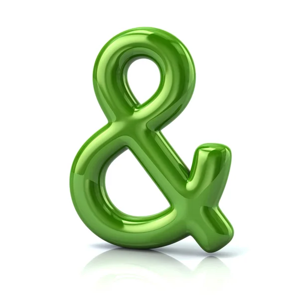 Grüner Ampersand Symbol Isoliert Auf Weißem Hintergrund Illustration — Stockfoto