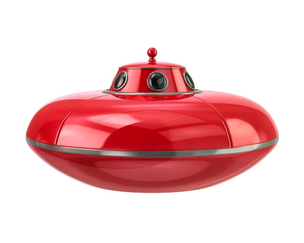 Красный Инопланетный Космический Корабль Белом Фоне Иллюстрация — стоковое фото