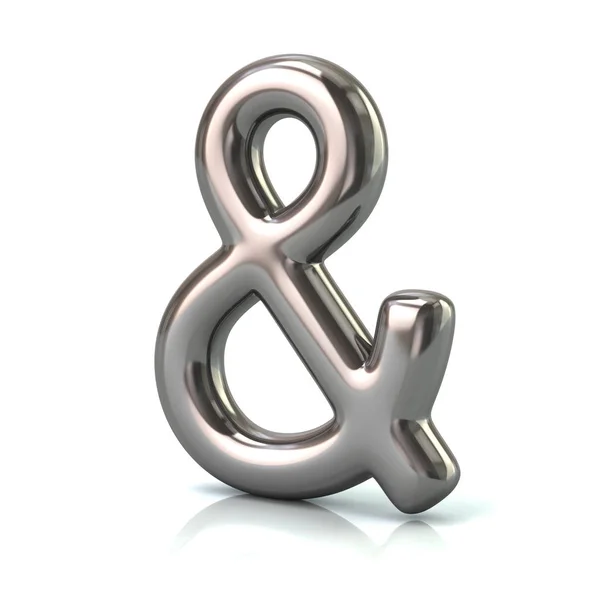 Silver Ampersand Symbol Illustration Isolated White Background — Stock Photo, Image