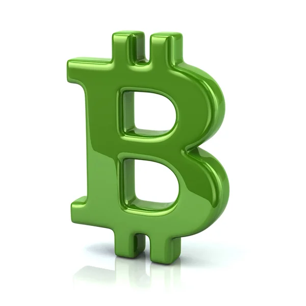 Cryptocurrency Groene Bitcoin Teken Illustratie Geïsoleerd Witte Achtergrond — Stockfoto