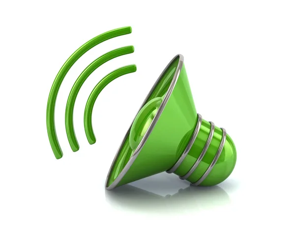 Green Audio Speaker Volume Icon Illustration Isolated White Background — Stock Photo, Image