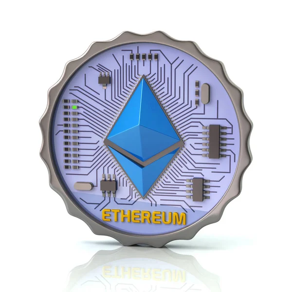Ethereum Cryptocurrency 白い背景の — ストック写真