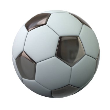 Siyah ve beyaz futbol topu, beyaz arka plan üzerinde 3d çizim