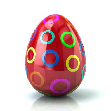 Renkli Daireler 3d illüstrasyon izole beyaz arka plan üzerinde kırmızı Paskalya yumurta
