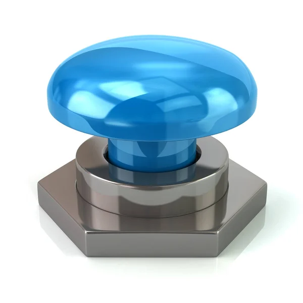 Large Blue Button Illustration Isolated White Background — Stock Photo, Image
