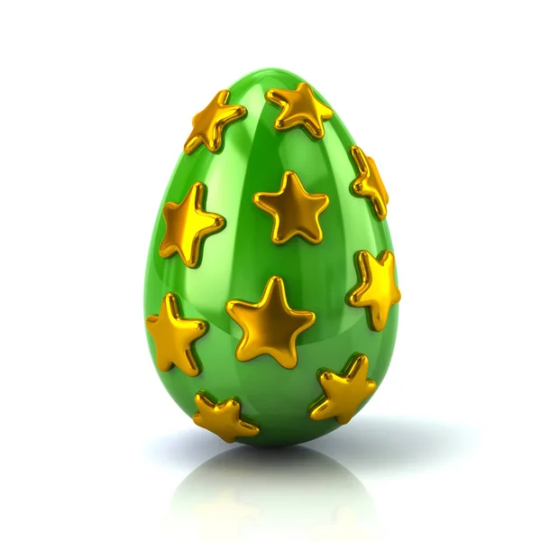 Huevo de Pascua verde con estrellas doradas — Foto de Stock