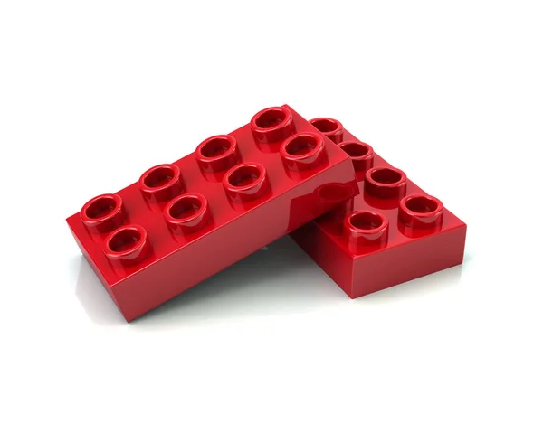빨간 건물 장난감 벽돌 3d 그림 — 스톡 사진