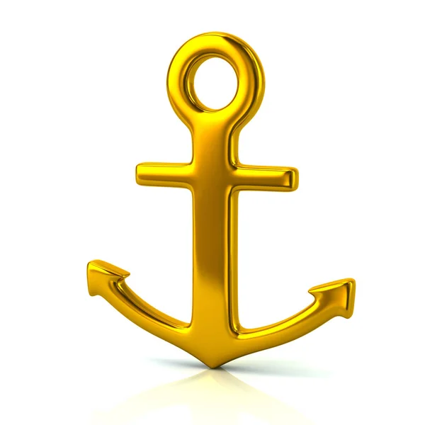 Golden Anchor Icon Isolated White Background — Stock Photo, Image