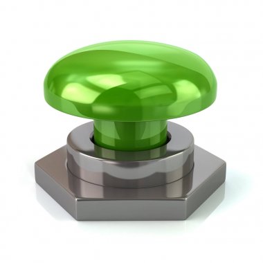 Beyaz arka plan üzerinde izole büyük yeşil düğme