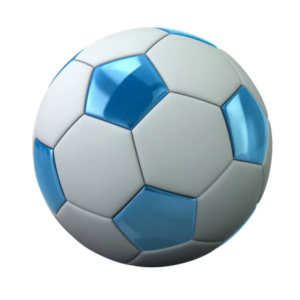 Beyaz Arka Plan Üzerinde Izole Mavi Beyaz Futbol Topu — Stok fotoğraf