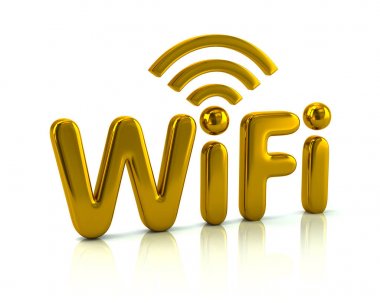 Golden letters WiFi on white background clipart
