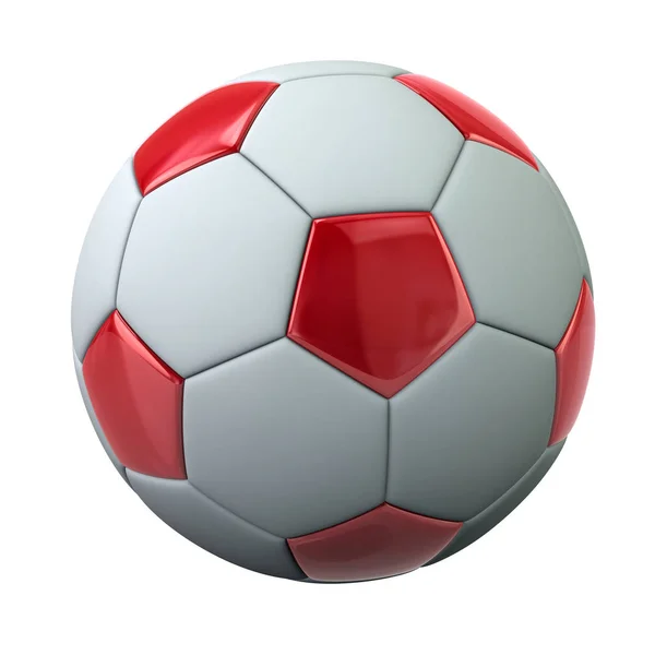 Roter Und Weißer Fußball Auf Weißem Hintergrund — Stockfoto