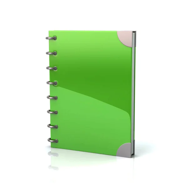 白い背景の上の緑空オーガナイザー ノート — ストック写真