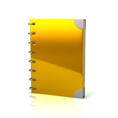 Beyaz zemin üzerine altın boş Organizatör defter 3d çizim