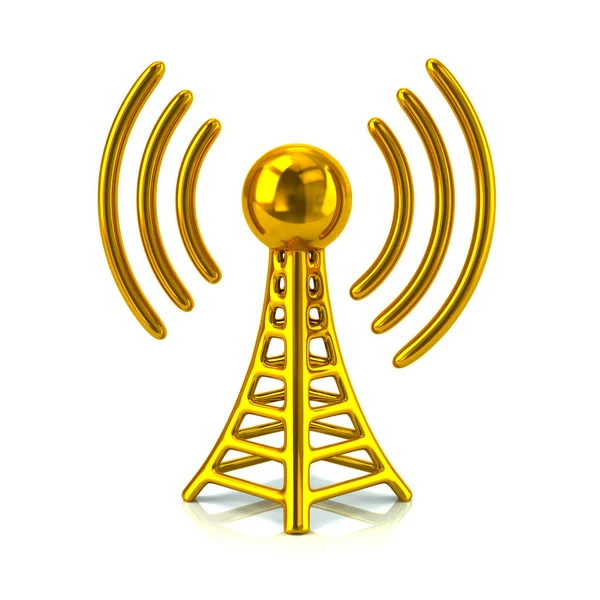 Golden Wireless Tower Isolated White Background — Stock Photo, Image