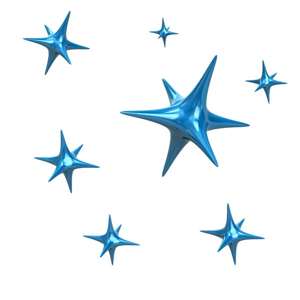 Blaues Funkeln Leuchtet Sterne Abbildung Auf Weißem Hintergrund — Stockfoto