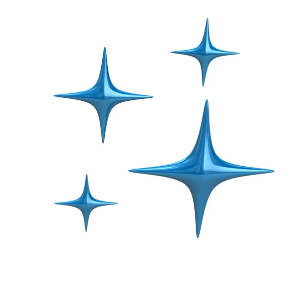 Bleu scintillement étoiles icône illustration 3d — Photo