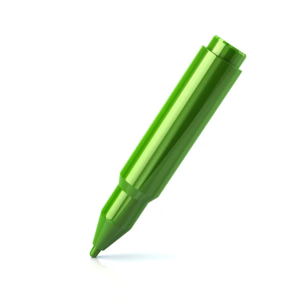 Зеленая ручка на белой бумаге — стоковое фото