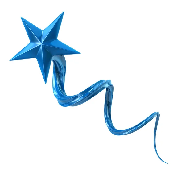 Flying blue star 3d illustration — Stock Photo, Image