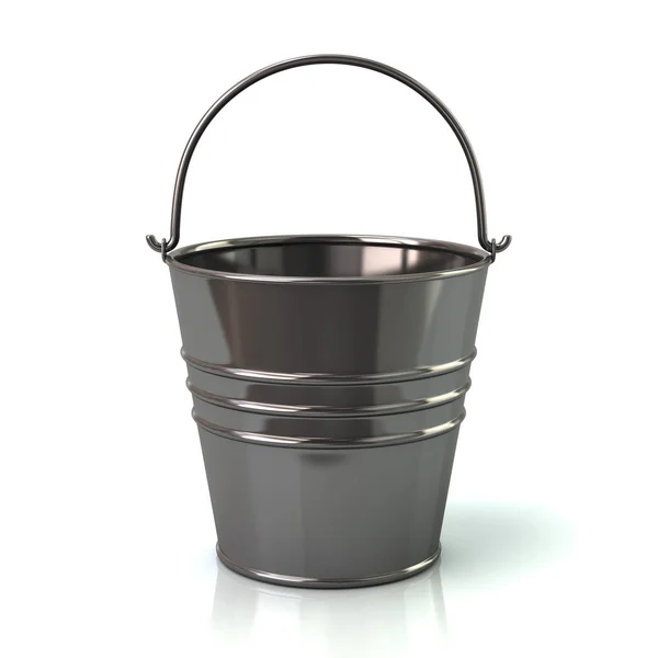 Metal bucket with handle 3d illustration — 스톡 사진