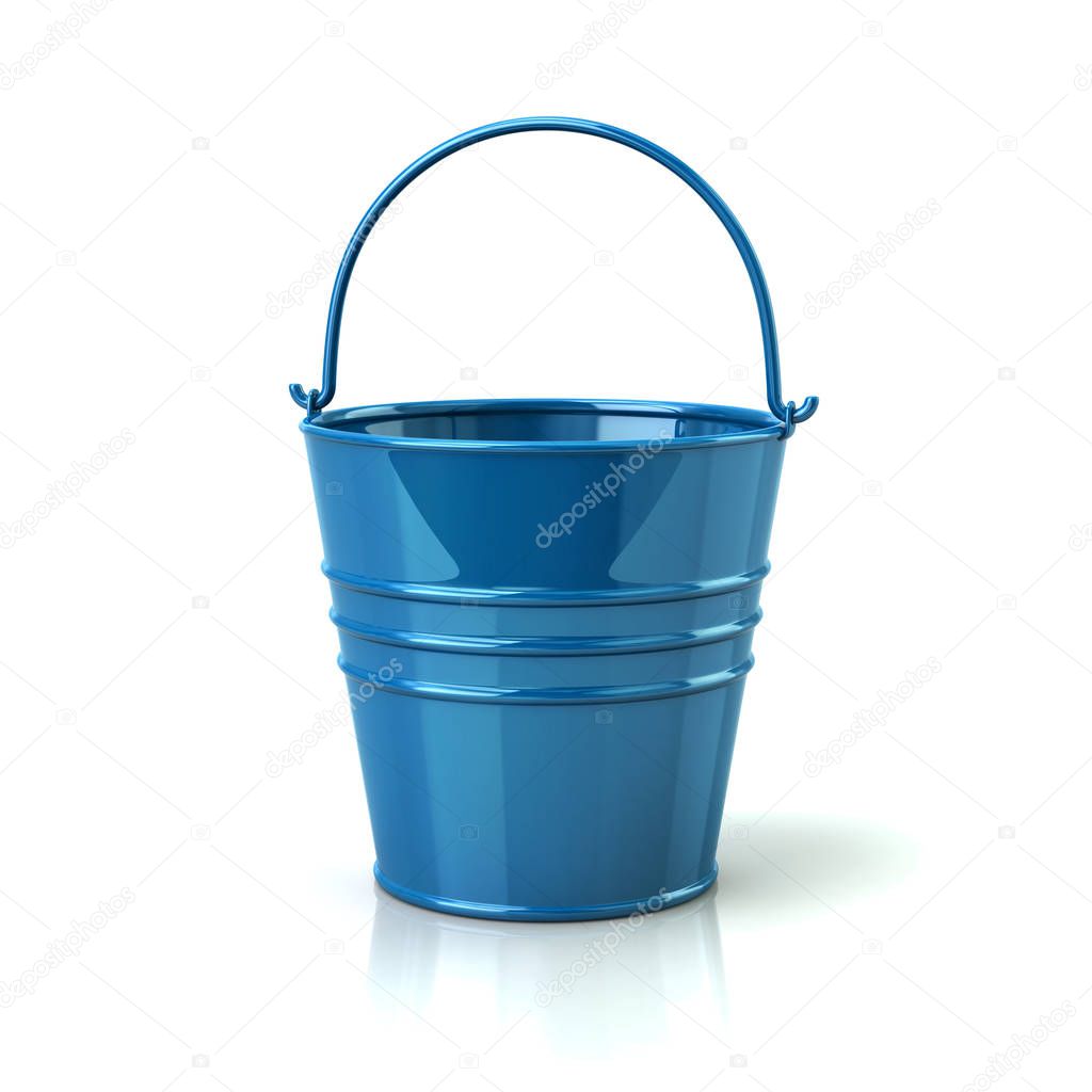 Blue bucket with handle 3d illustration