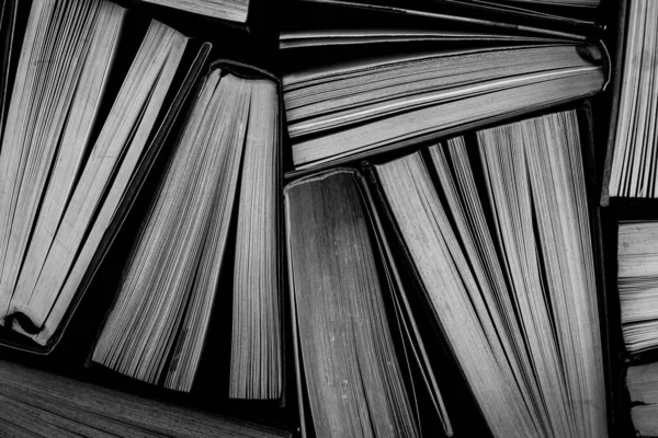 Old Books Side Side Texture Copy Space Black White View — Stock Photo, Image