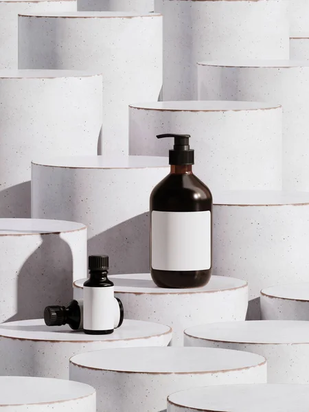 Streszczenie Tła Dla Brandingu Minimalna Prezentacja Butelka Kosmetyczna Białym Cylindrze — Zdjęcie stockowe