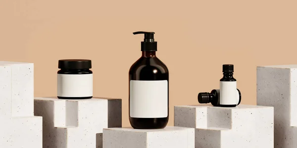 Fundo Abstrato Para Branding Apresentação Mínima Garrafa Cosmética Pódio Geometria — Fotografia de Stock