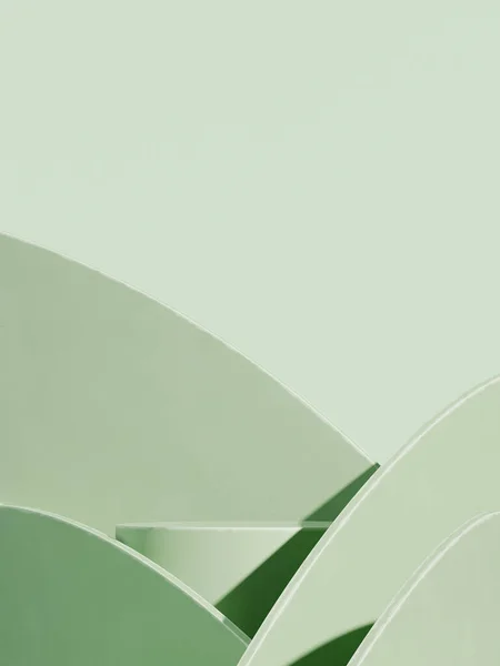 Marka ve ambalaj sunumu için en düşük arkaplan. Yeşil arka planı olan yeşil bir podyum. 3d resimleme.