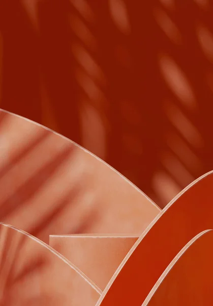 Marka ve ambalaj sunumu için en düşük arkaplan. Mercan zeminli mercan podyumu. 3d resimleme.