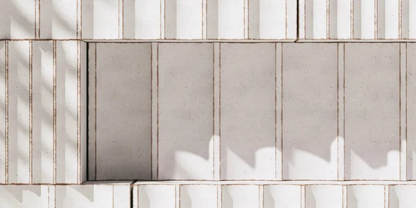 Markalaşma için soyut arkaplan ve minimum sunum. Beyaz seramik geometri çizgili podyum. 3d resimleme.