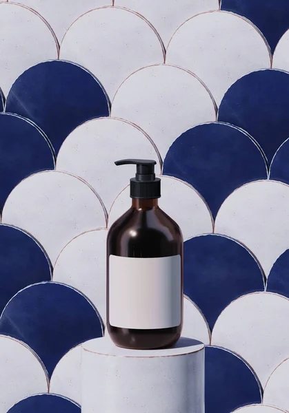 Abstrakcyjne Tło Dla Marki Minimalna Prezentacja Butelka Kosmetyczna Białym Ceramicznym — Zdjęcie stockowe
