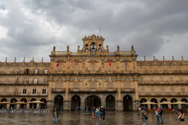 Salamanca Plaza Mayor Spanyolországban Együtt Keresztül Plata Santiago Külső Kép — Stock Fotó